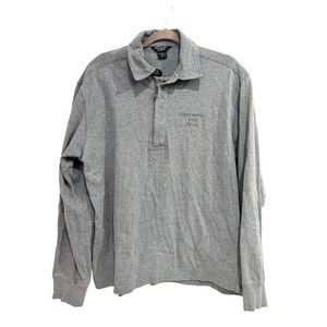 Vtg Abercrombie & Fitch Polo Rugby Pullover Shirt Long Sleeve Grey Mens Sz M